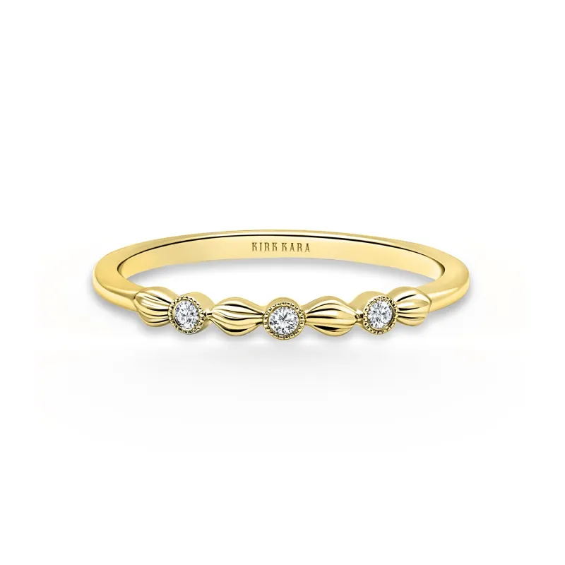 Yellow Petite Floral Diamond Wedding Band sold by Kirk Kara