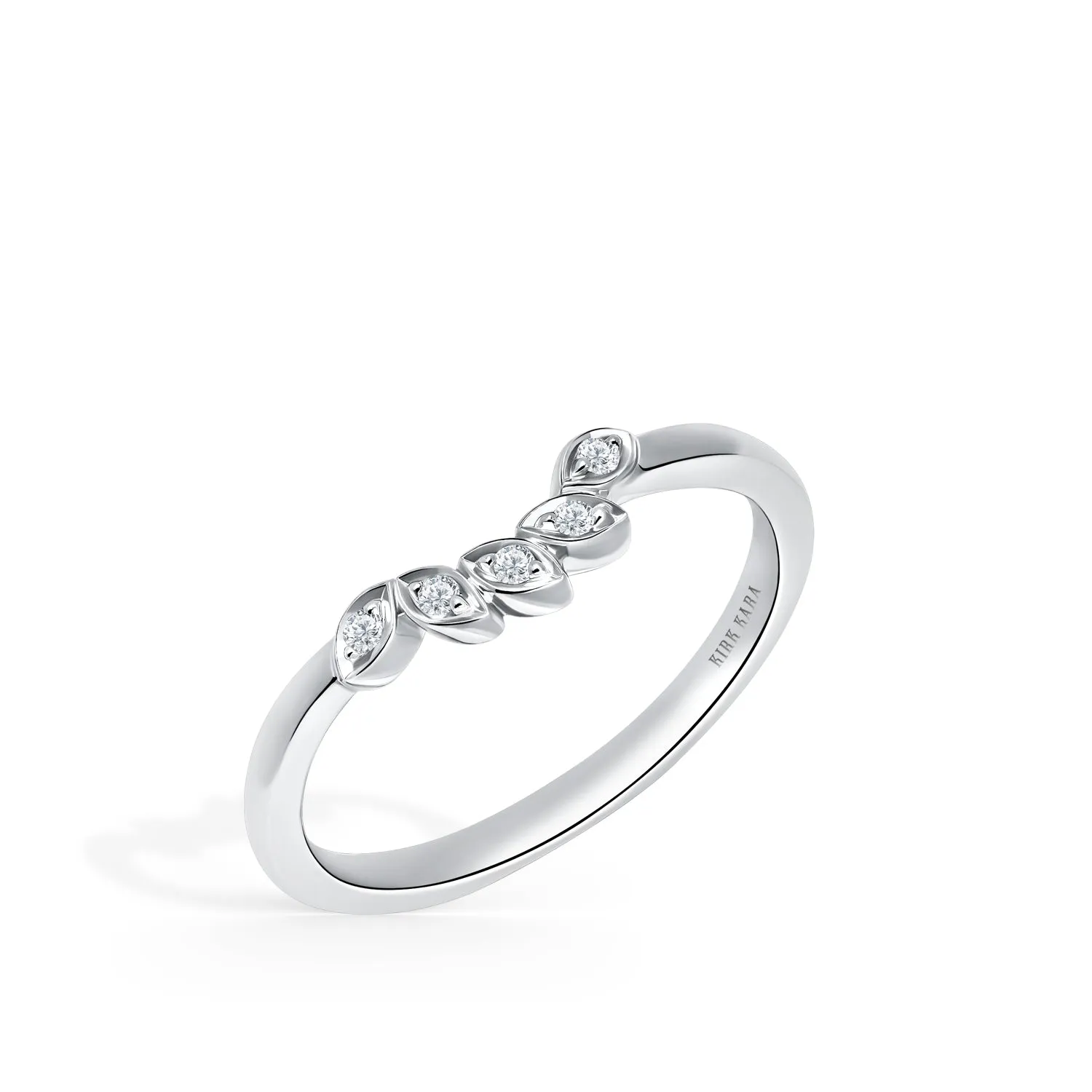 White Diamond Leaf Wedding Band sold by Kirk Kara product image thumbnail 3