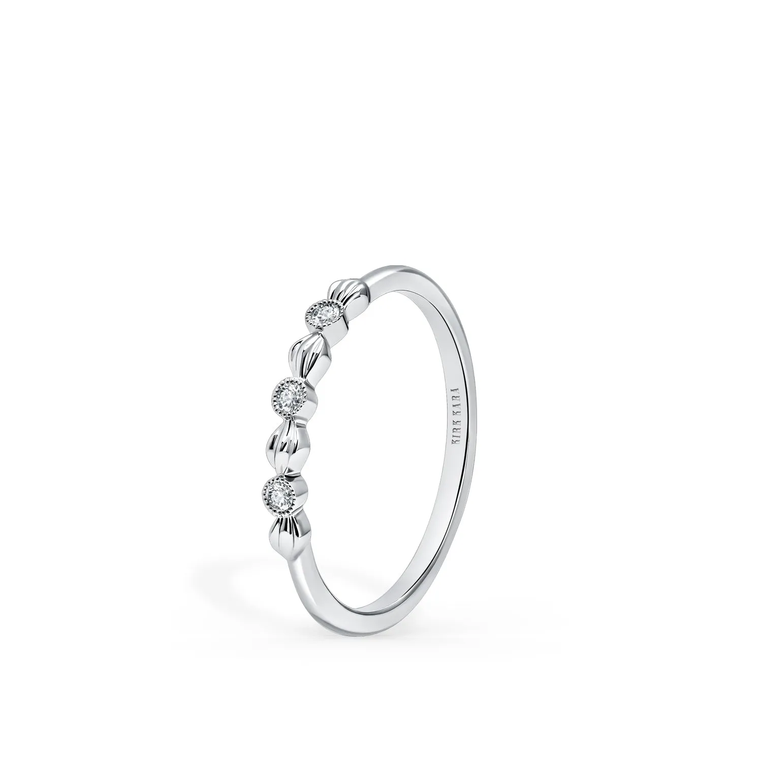 White Petite Floral Diamond Wedding Band sold by Kirk Kara product image thumbnail 2