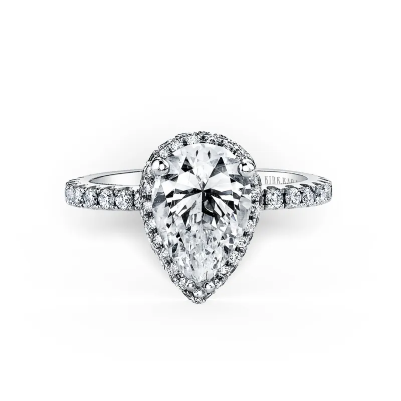 Elegant Pear Halo Ring with 2ct Pear Certified Lab Diamond Center sold by Kirk Kara
