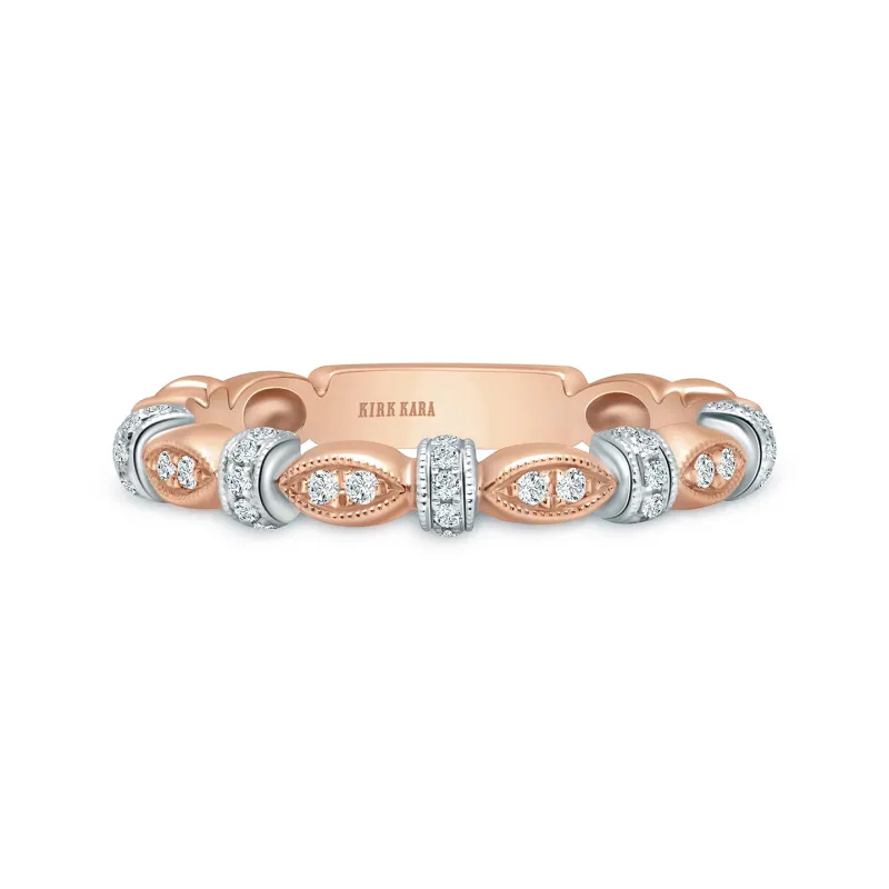 Two Tone Diamond Thin Geometric Bar Wedding Band sold by Kirk Kara