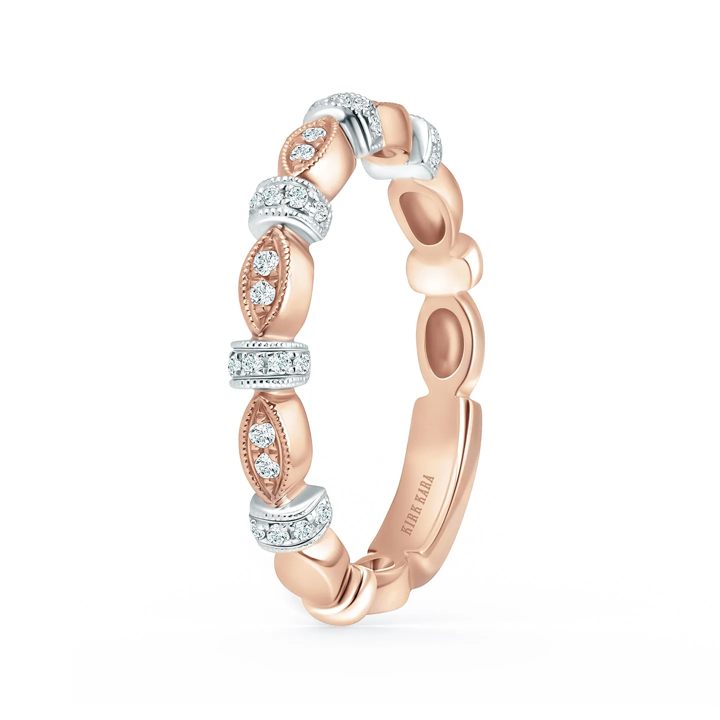 Two Tone Diamond Thin Geometric Bar Wedding Band sold by Kirk Kara product image thumbnail 3