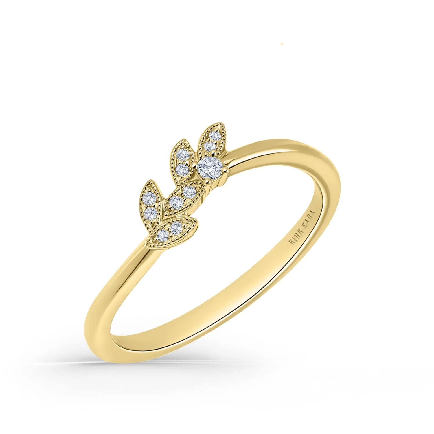 Boho Leaf Contoured Pavé Diamond Wedding Band sold by Kirk Kara product image thumbnail 3