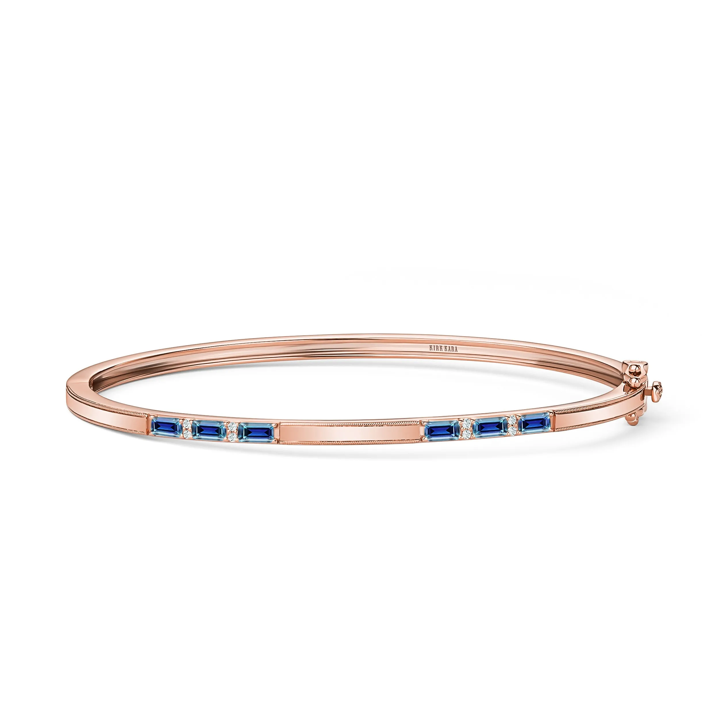 Blue Sapphire Baguette Diamond Milgrain Bangle Bracelet sold by Kirk Kara product image thumbnail 3