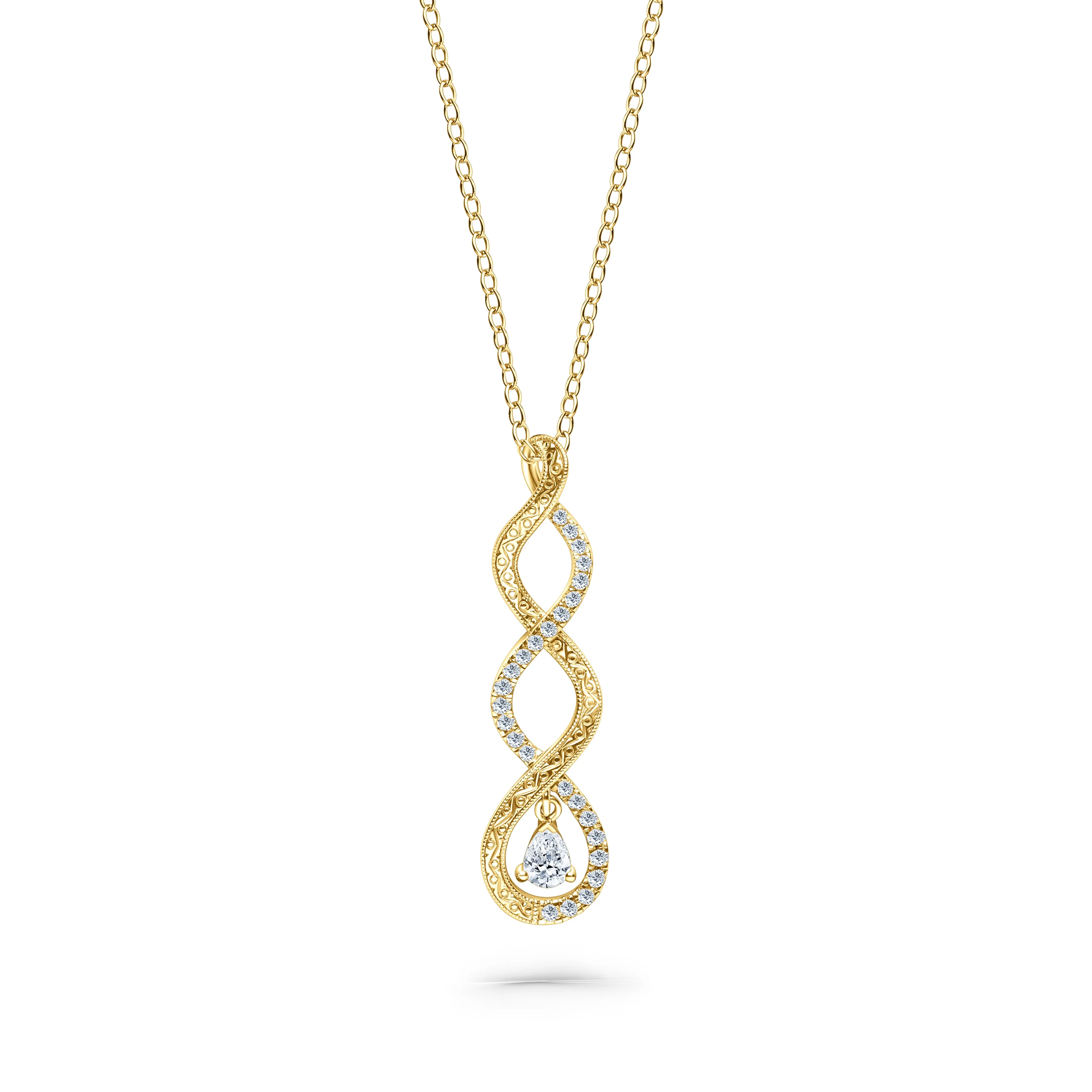 Engraved Twist Diamond Drop Necklace sold by Kirk Kara product image thumbnail 3
