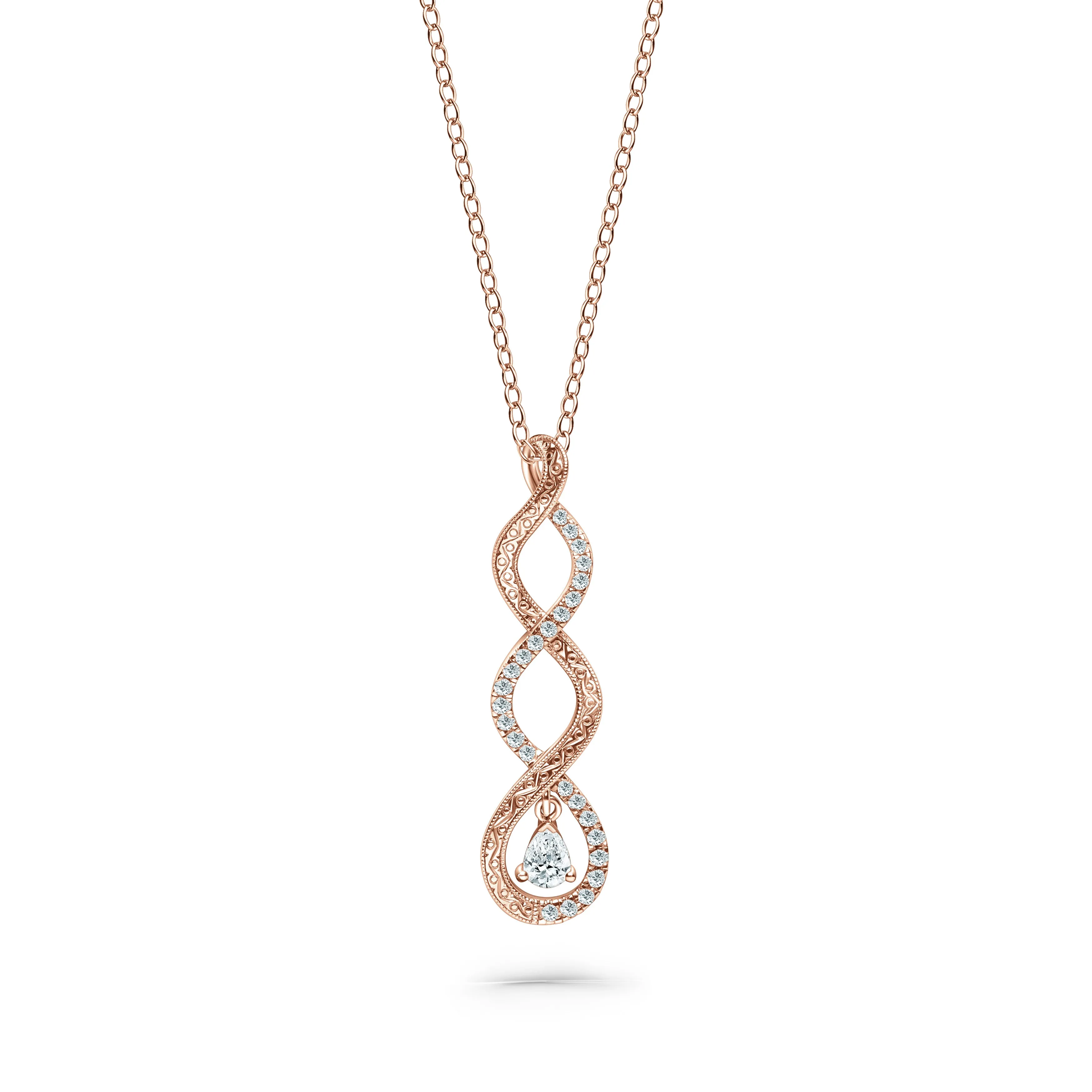 Engraved Twist Diamond Drop Necklace sold by Kirk Kara product image thumbnail 2
