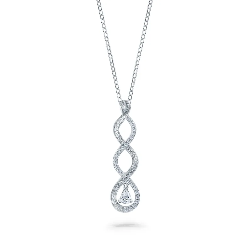 Engraved Twist Diamond Drop Necklace sold by Kirk Kara