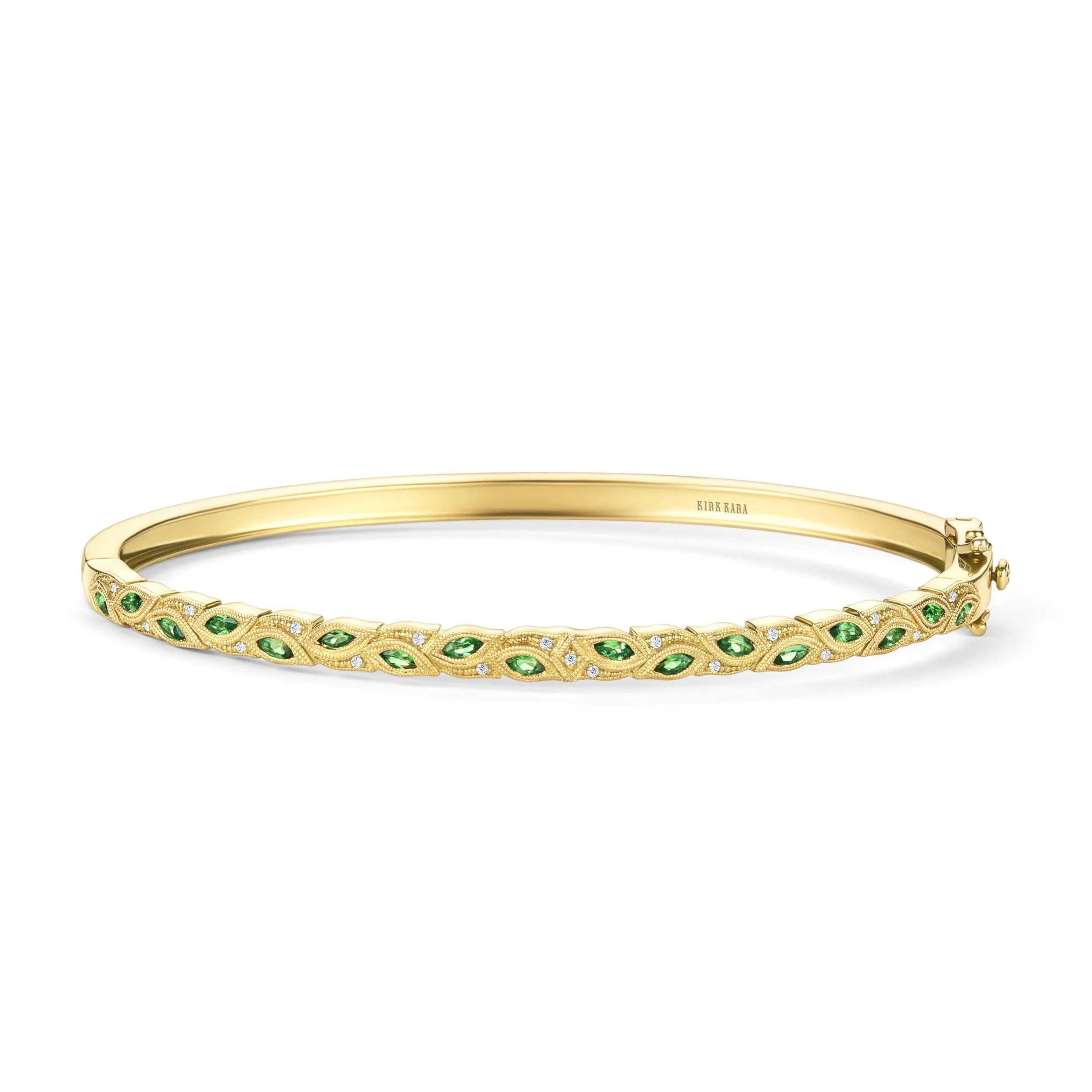 Botanical Floral Tsavorite Marquise Bangle Bracelet sold by Kirk Kara