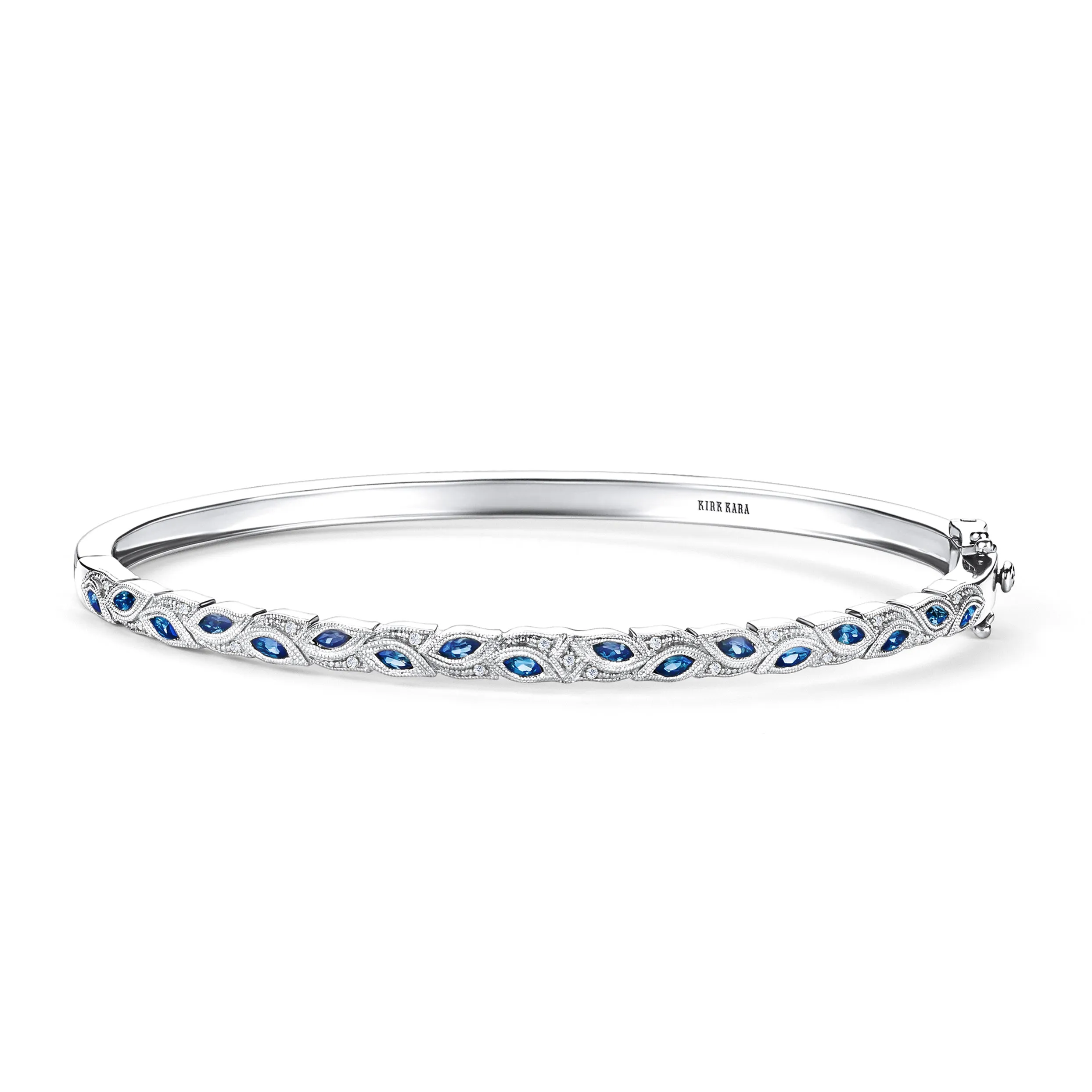 Botanical Floral Blue Sapphire Marquise Bangle Bracelet sold by Kirk Kara