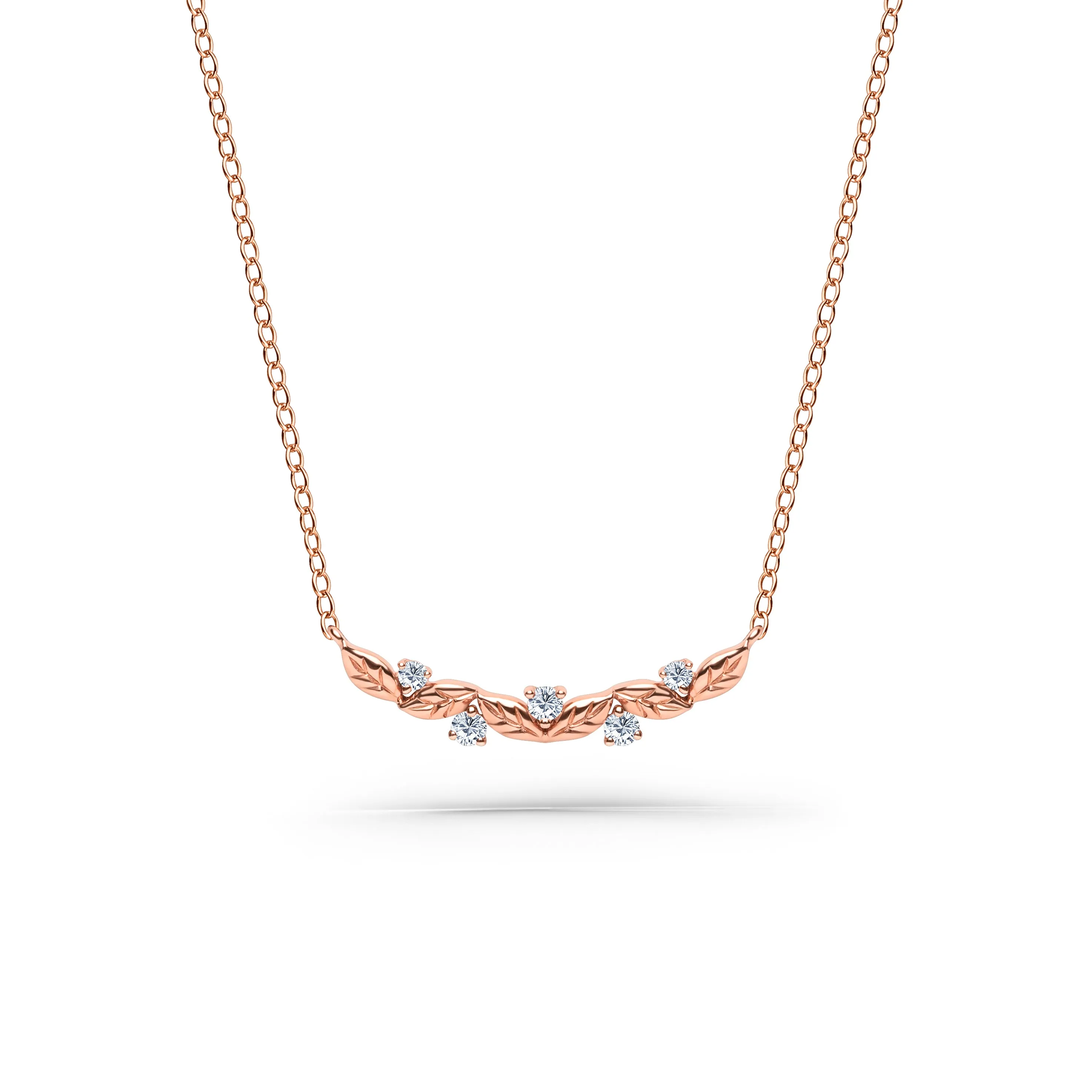 Floral Leaf Diamond Curved Bar Necklace sold by Kirk Kara product image thumbnail 2