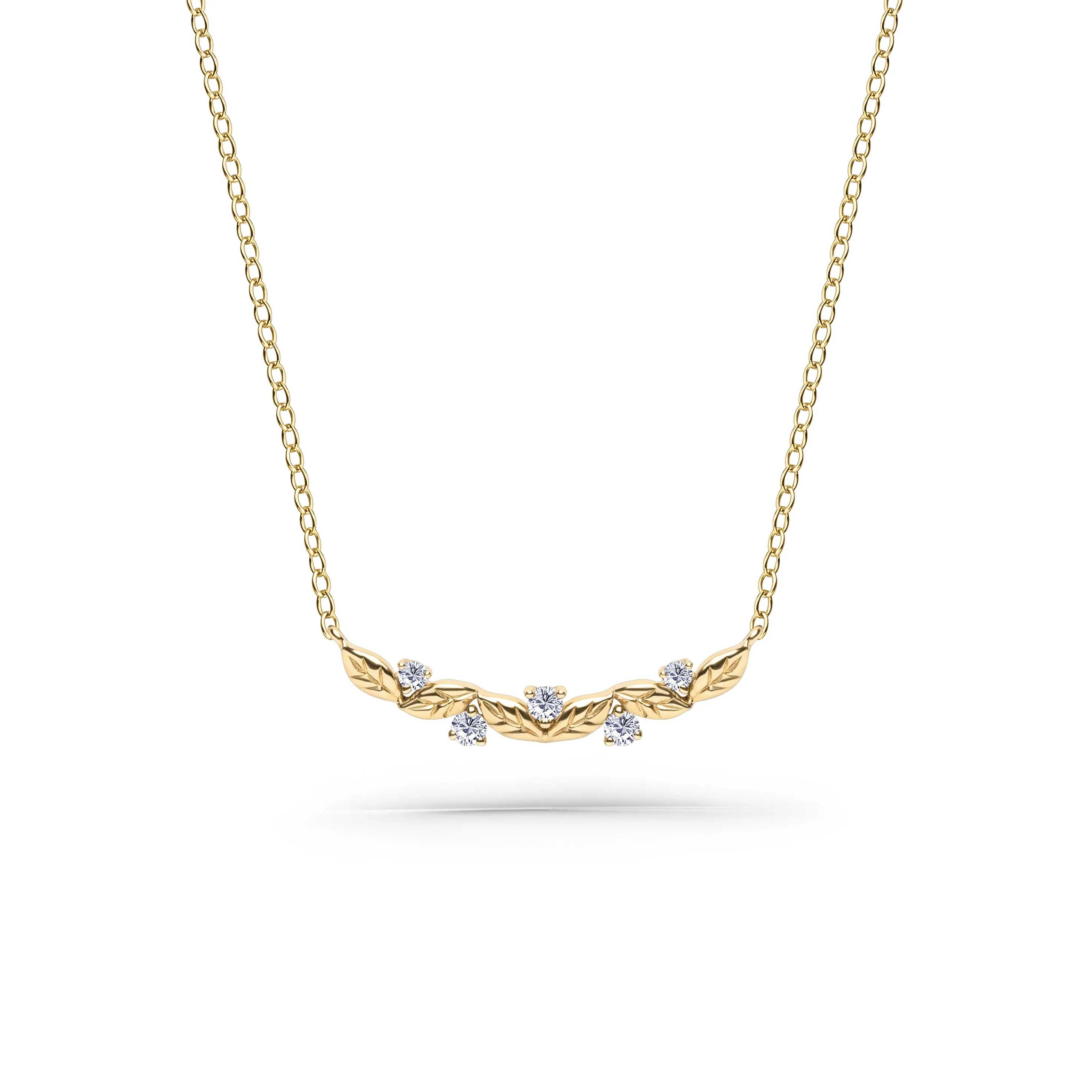 Floral Leaf Diamond Curved Bar Necklace sold by Kirk Kara product image thumbnail 3
