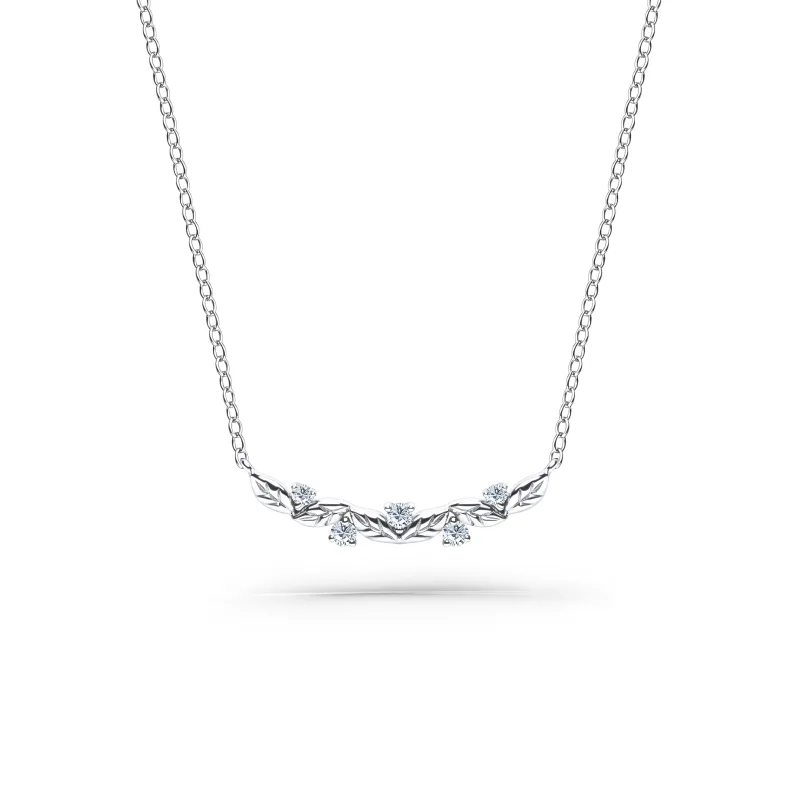 Floral Leaf Diamond Curved Bar Necklace sold by Kirk Kara
