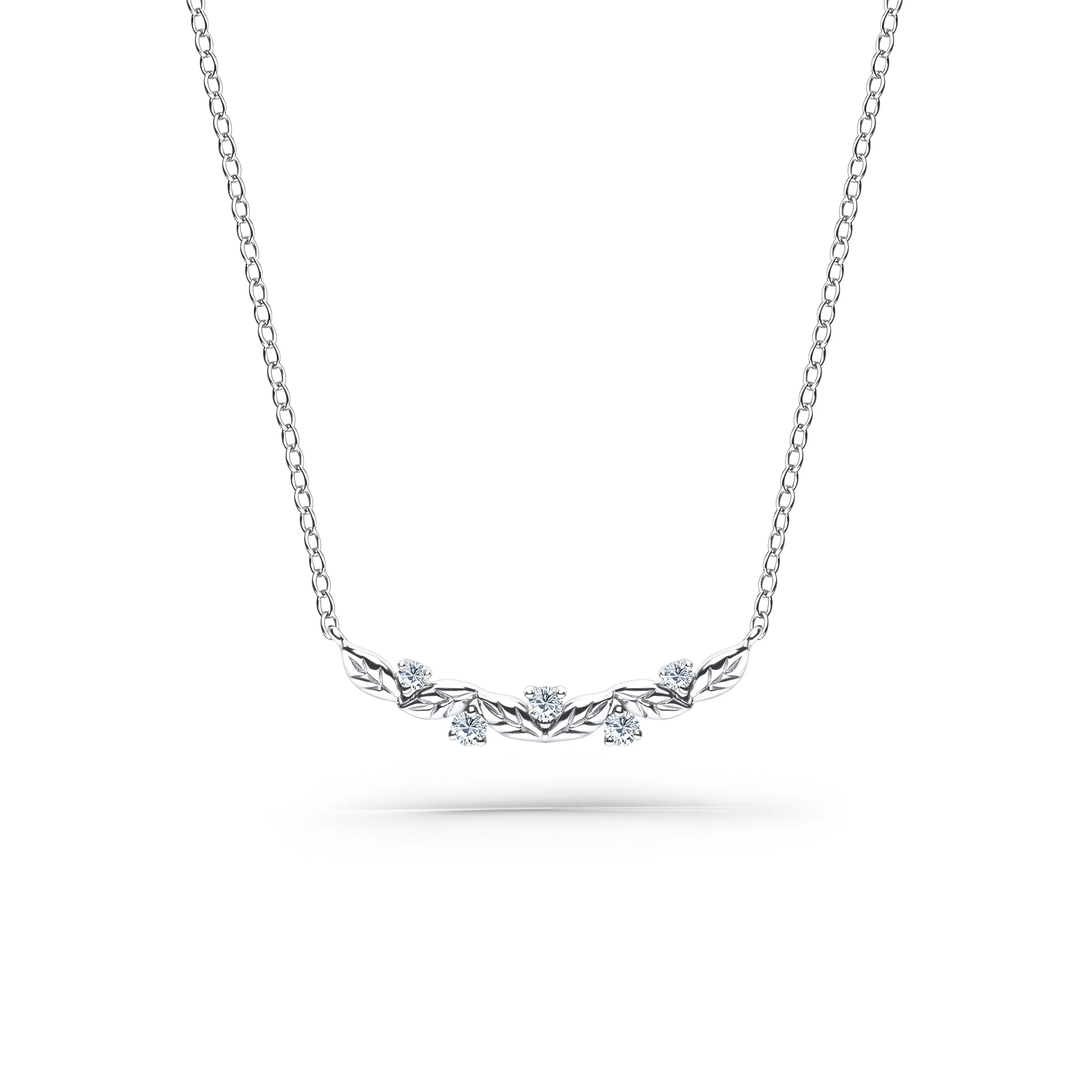 Floral Leaf Diamond Curved Bar Necklace sold by Kirk Kara