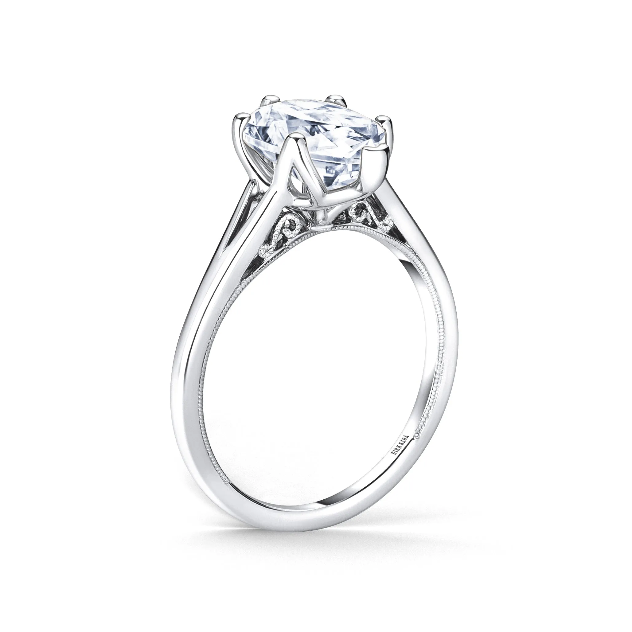 Fancy Split Shank High Polish Engagement Ring sold by Kirk Kara product image thumbnail 4