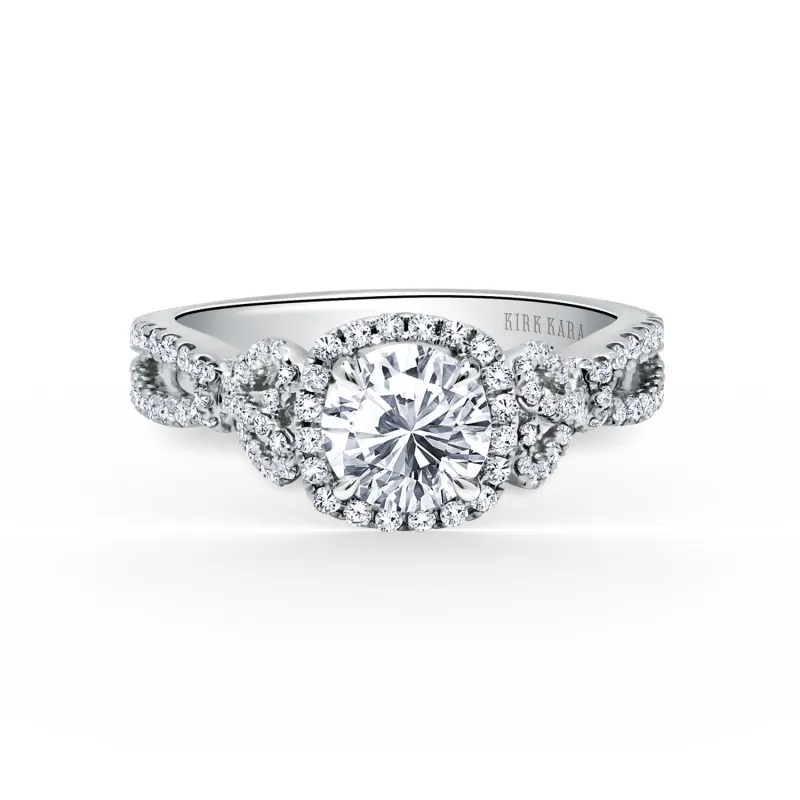 Delicate Bows Halo Ring with 1ct Round Certified Lab Diamond Center sold by Kirk Kara