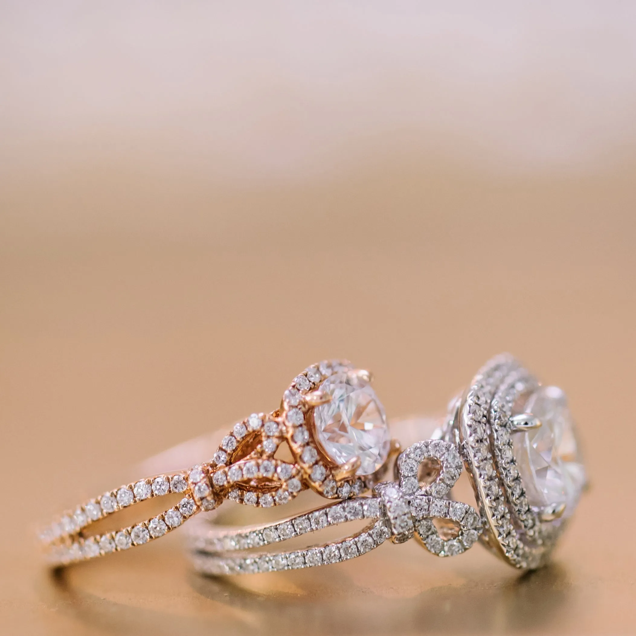 Delicate Bows Halo Ring with 1ct Round Certified Lab Diamond Center sold by Kirk Kara product image thumbnail 3