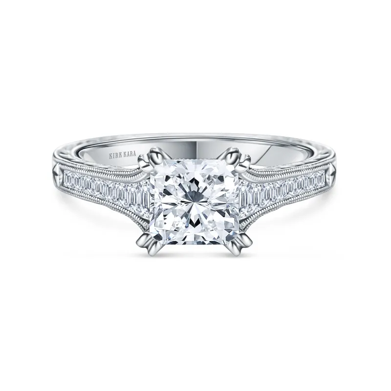 Channel Set Graduated Baguette Ring with 1ct Princess Certified Lab Diamond Center sold by Kirk Kara
