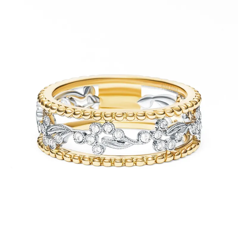 Paisley Swirl Beaded Wide Diamond Fashion Band sold by Kirk Kara