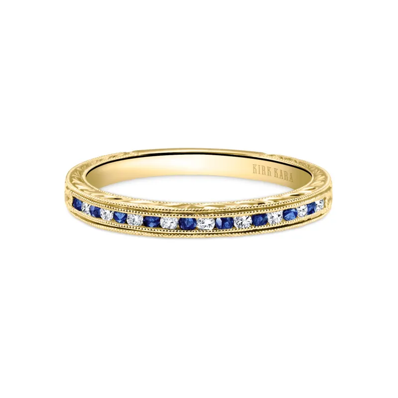 Yellow Classic Channel Sapphire Diamond Wedding Band sold by Kirk Kara