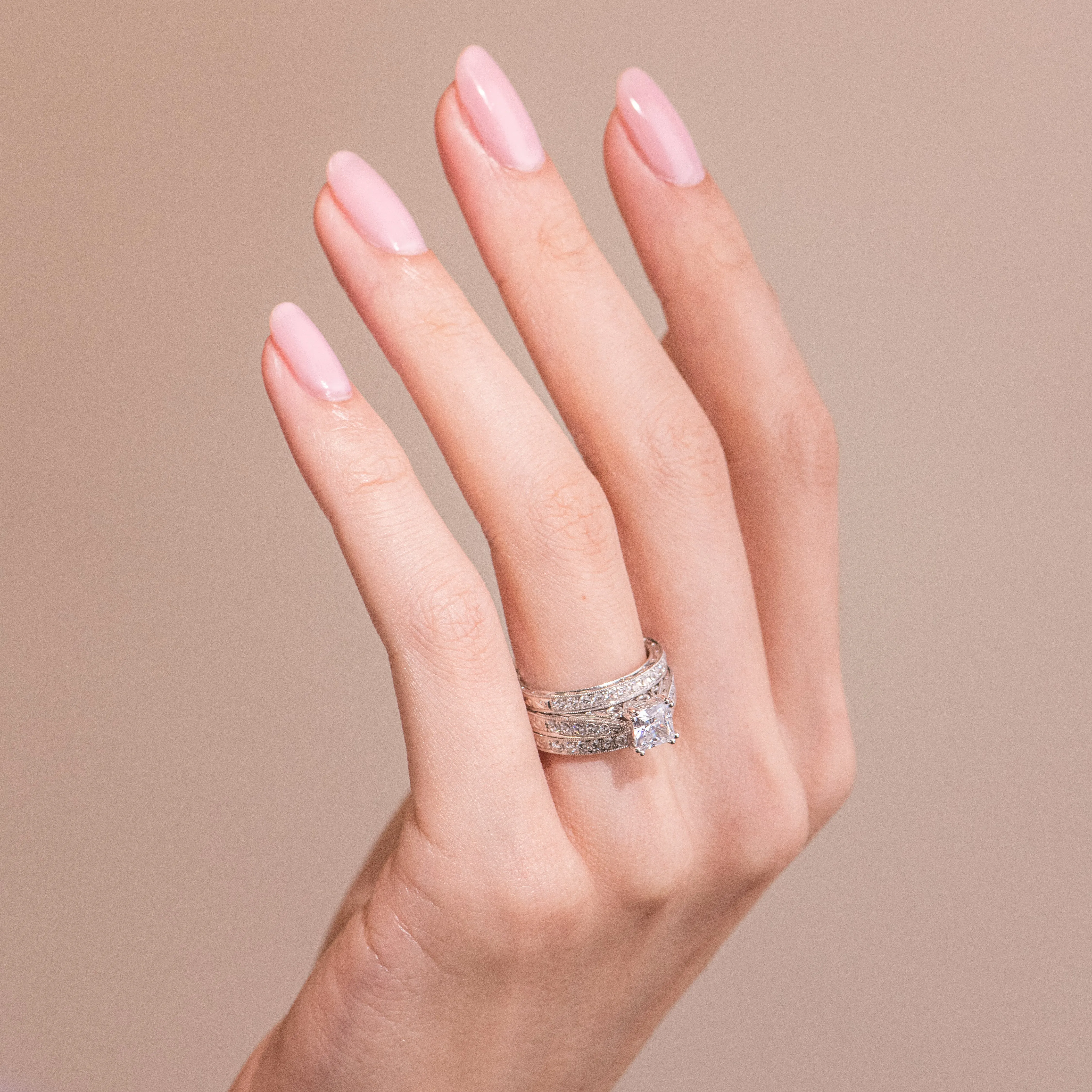 Hand Engraved Vintage Ring with 1ct Princess Certified Lab Diamond Center sold by Kirk Kara product image thumbnail 2