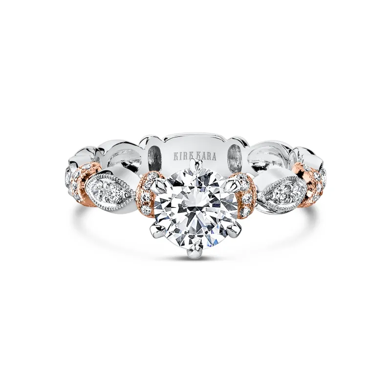 Two Tone Geometric Bar Ring with 1ct Round Certified Lab Diamond Center sold by Kirk Kara