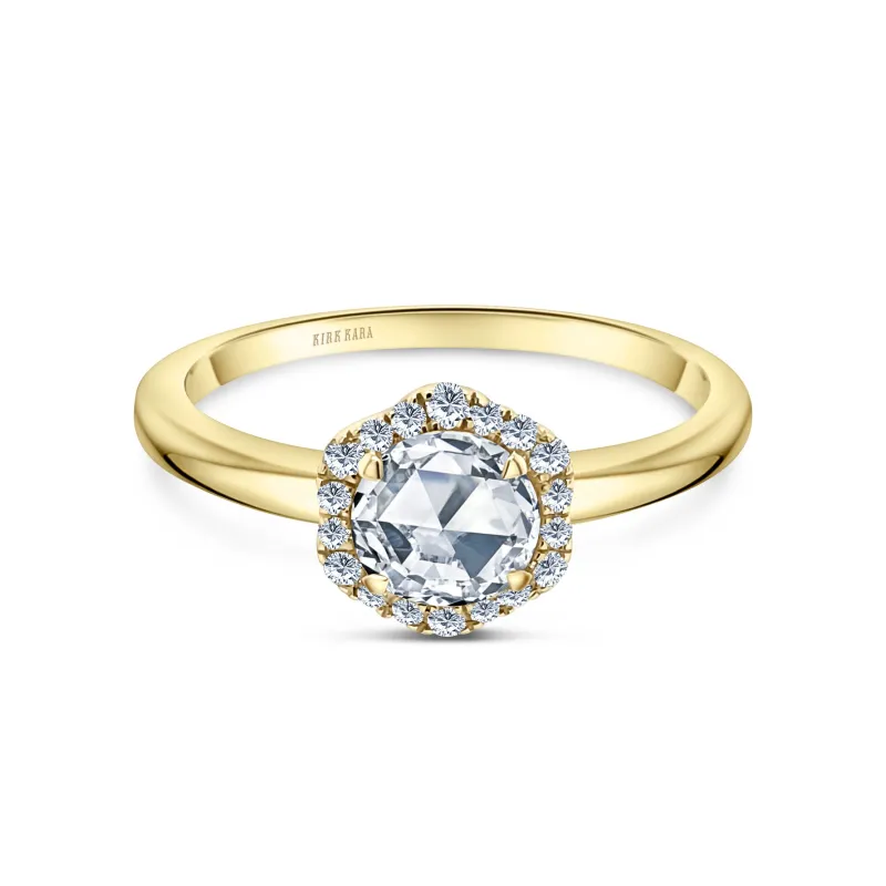 Yellow Floral Delicate Rose Cut Halo with 1/2ct Rose Cut Natural Diamond Center sold by Kirk Kara