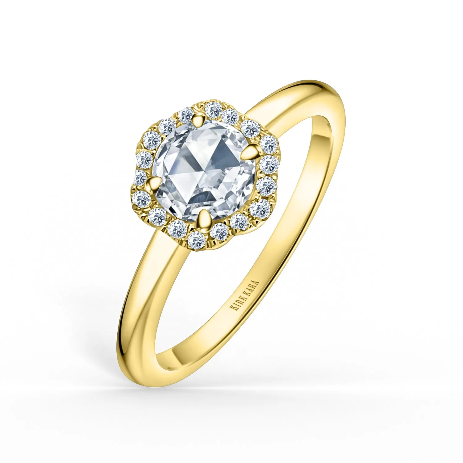 Yellow Floral Delicate Rose Cut Halo with 1/2ct Rose Cut Natural Diamond Center sold by Kirk Kara product image thumbnail 2