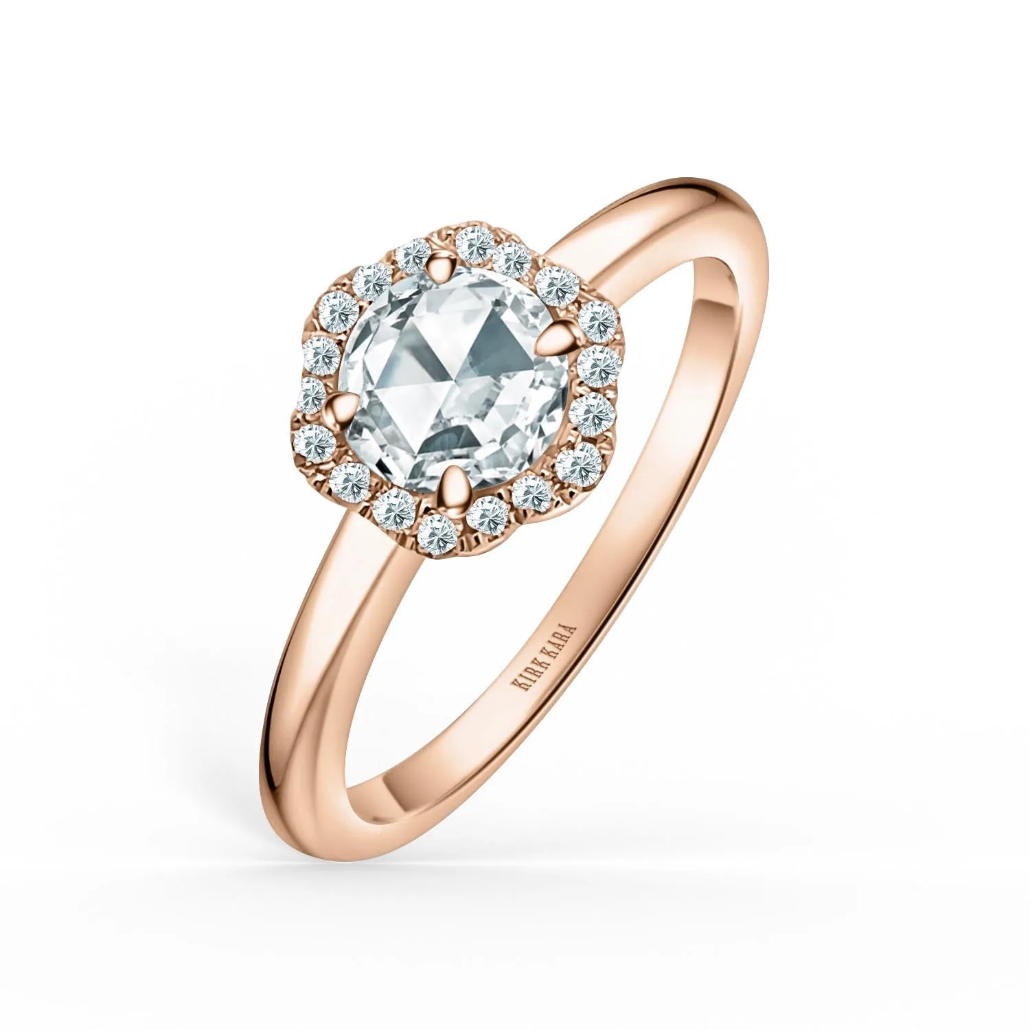 Rose Floral Delicate Rose Cut Halo with 1/2ct Rose Cut Natural Diamond Center sold by Kirk Kara product image thumbnail 2