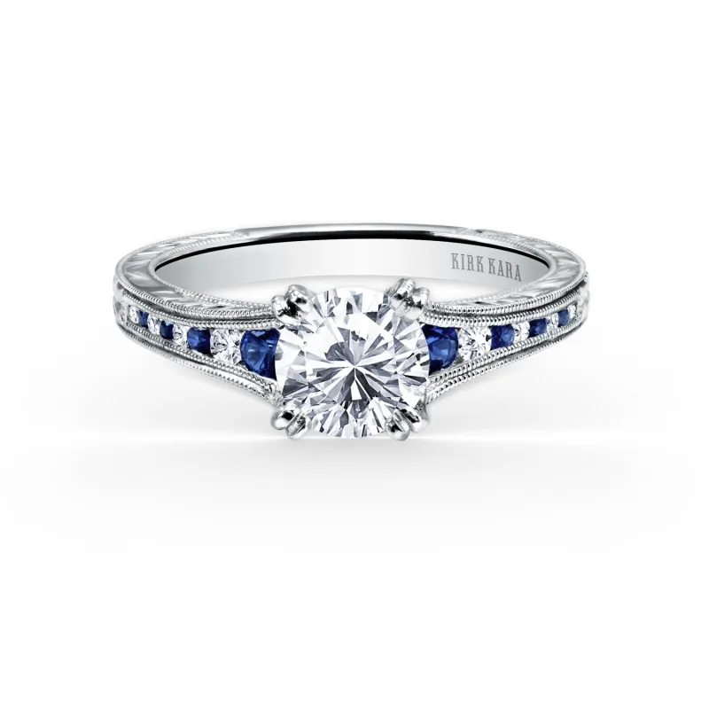 Channel Set Graduated Ring with 1ct Round Certified Lab Diamond Center sold by Kirk Kara