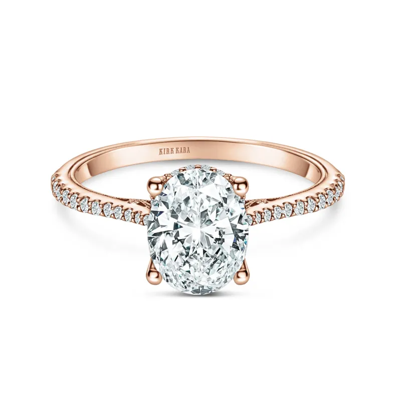 Rose Hidden Halo Classic Ring with 1ct Oval Certified Lab Diamond Center sold by Kirk Kara