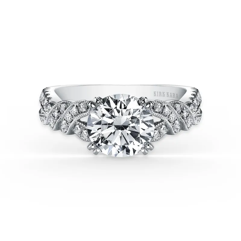 Twist Split Shank Ring with 1ct Round Certified Lab Diamond Center sold by Kirk Kara