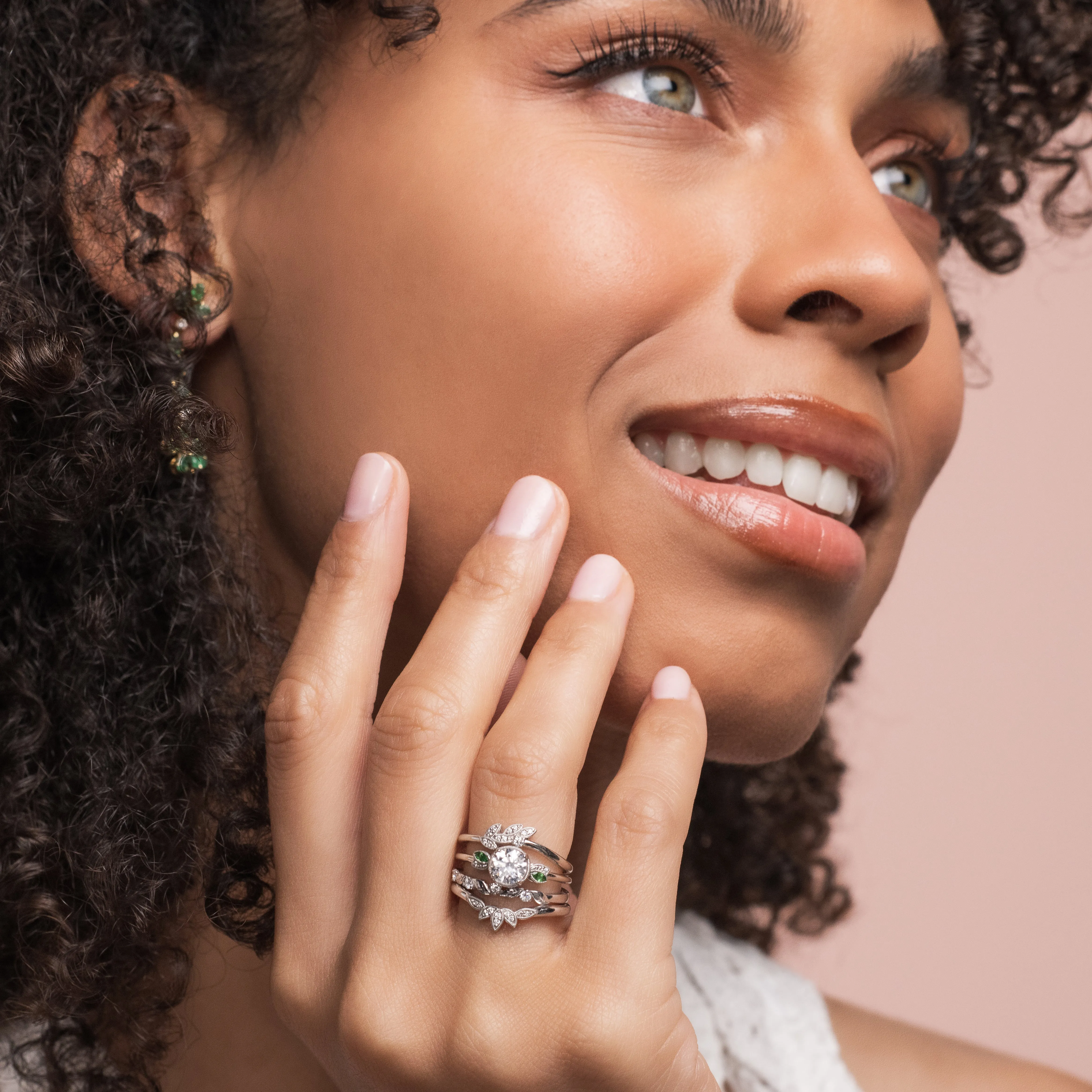 Yellow Floral Leaf Diamond Wedding Band sold by Kirk Kara product image thumbnail 2