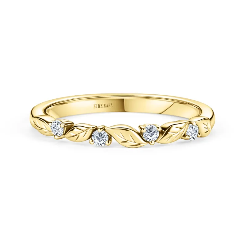 Yellow Floral Leaf Diamond Wedding Band sold by Kirk Kara
