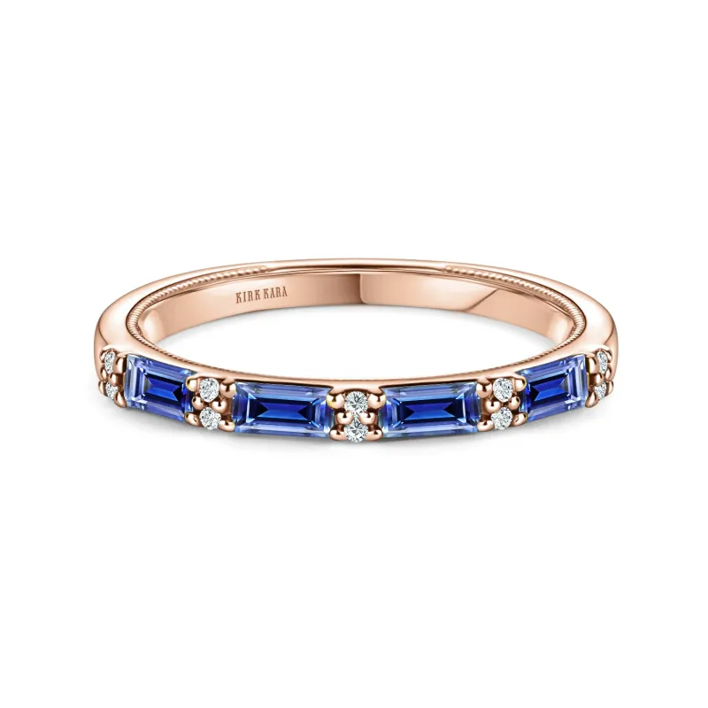 Rose Blue Sapphire Baguette Diamond Wedding Band sold by Kirk Kara
