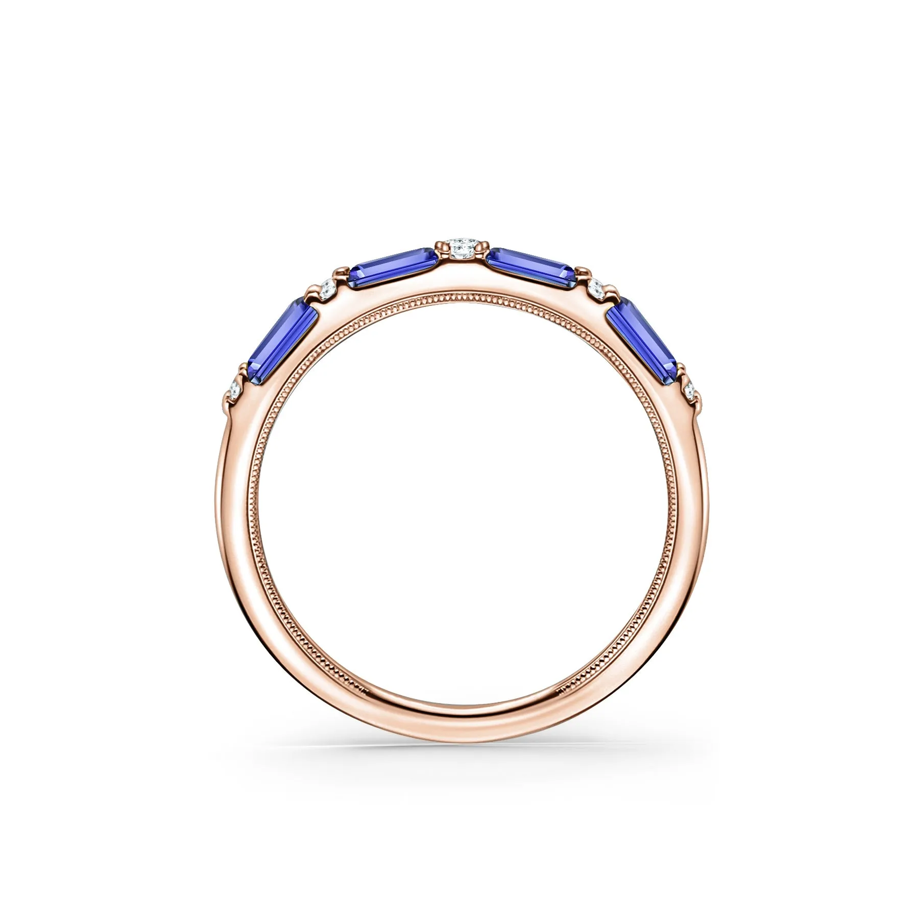 Rose Blue Sapphire Baguette Diamond Wedding Band sold by Kirk Kara product image thumbnail 4