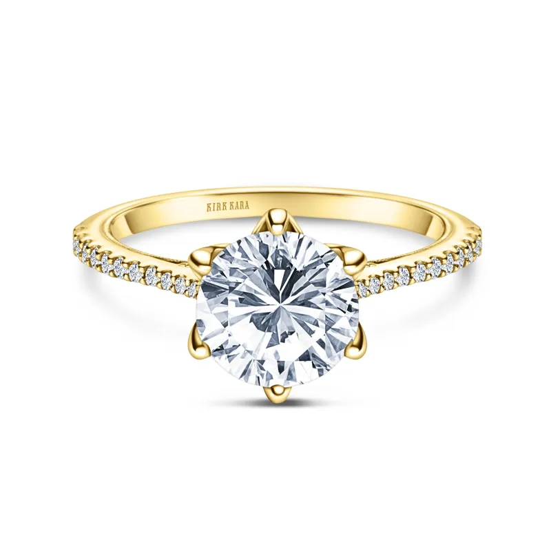 Yellow Classic Filigree Ring with 2ct Round Certified Lab Diamond Center sold by Kirk Kara