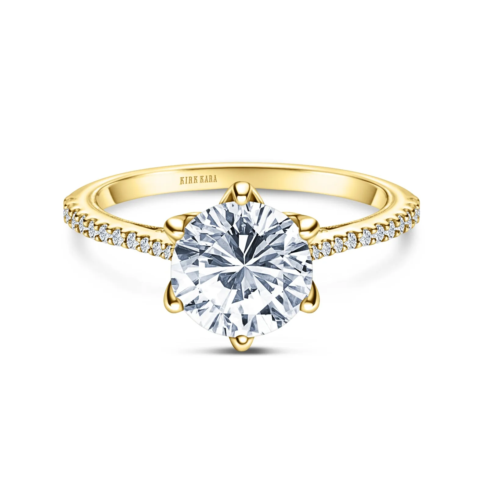 Yellow Classic Filigree Ring with 2ct Round Certified Lab Diamond Center sold by Kirk Kara