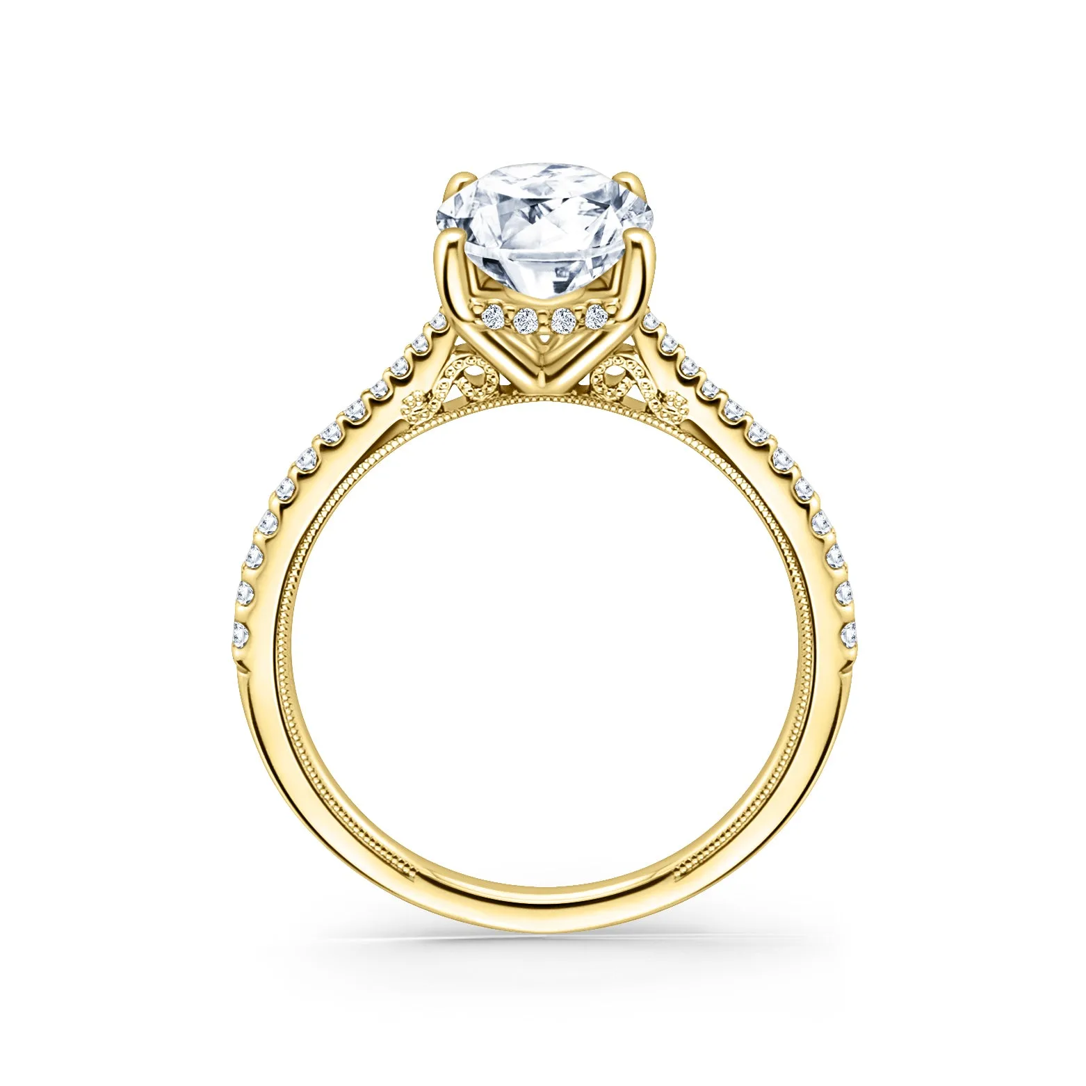 Hidden Halo Classic Ring with 1 1/2ct Oval Certified Lab Diamond Center sold by Kirk Kara product image thumbnail 5