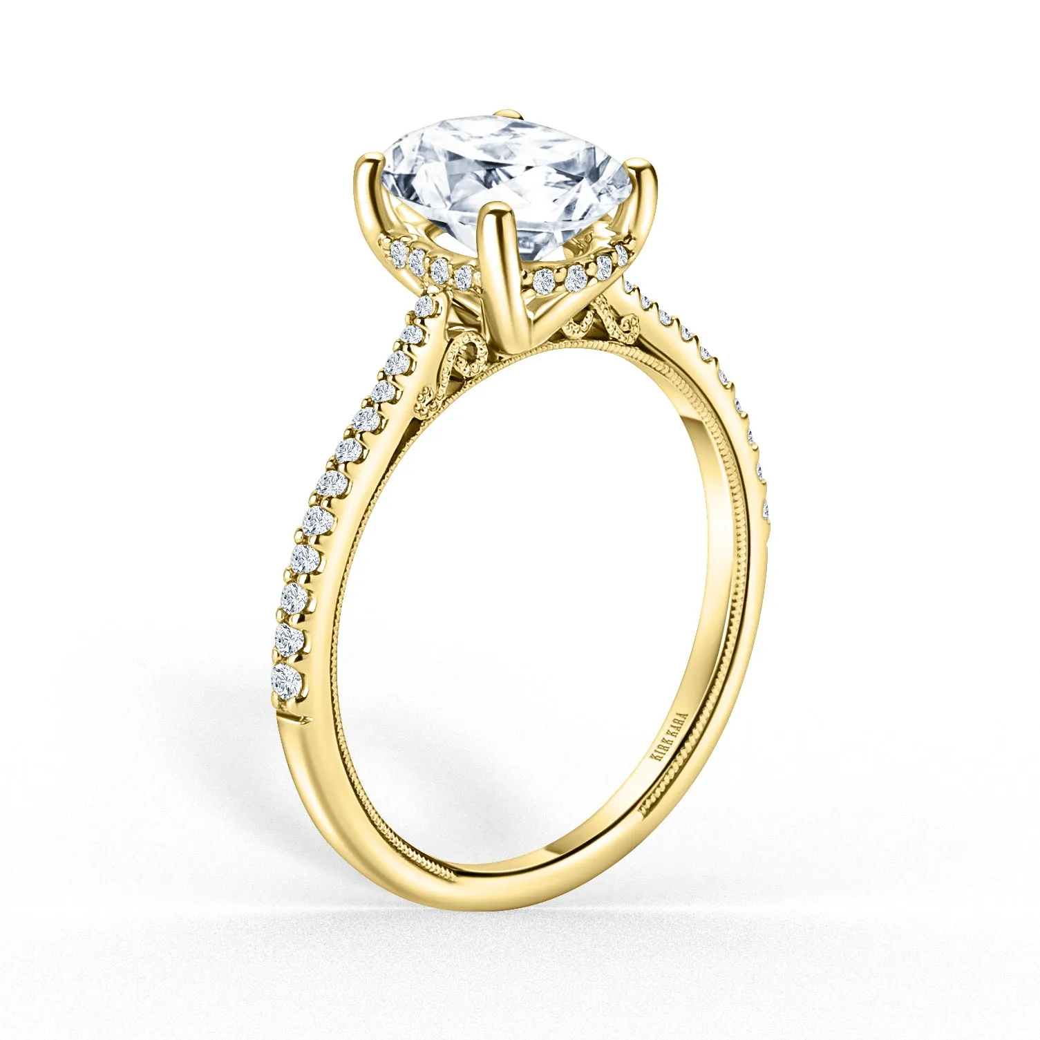 Hidden Halo Classic Ring with 1 1/2ct Oval Certified Lab Diamond Center sold by Kirk Kara product image thumbnail 4