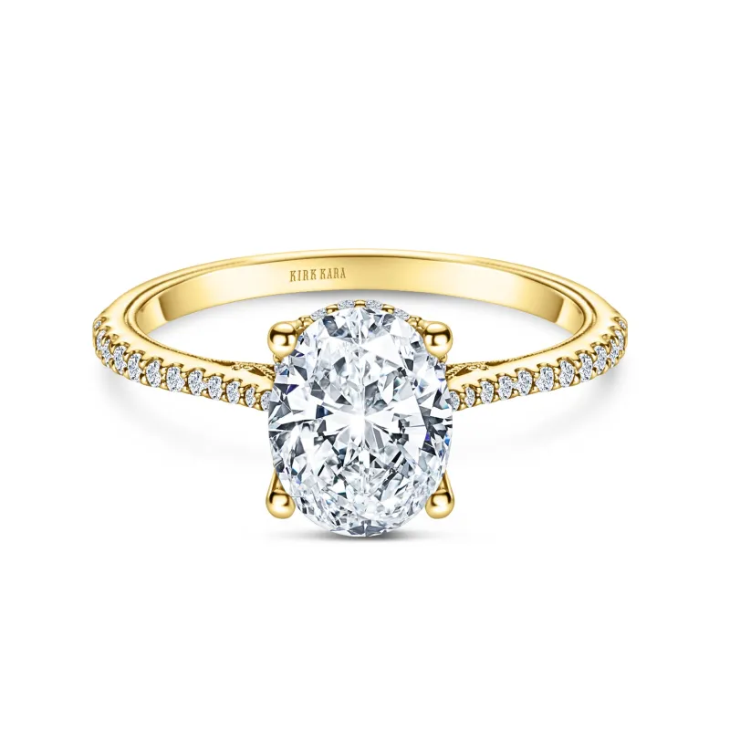 Hidden Halo Classic Ring with 1 1/2ct Oval Certified Lab Diamond Center sold by Kirk Kara