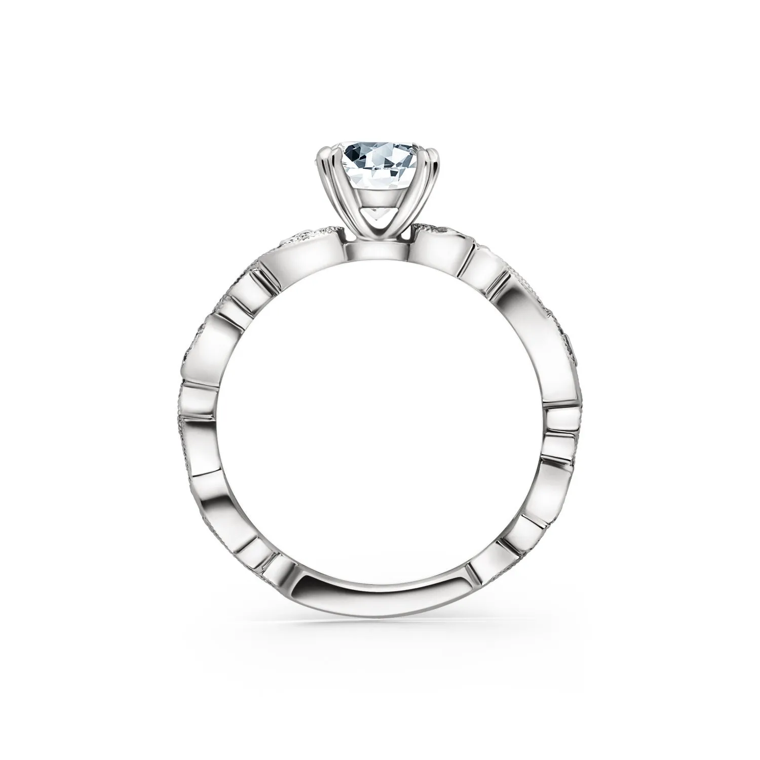 Whimsical Swirl Milgrain Ring with 1ct Round Certified Lab Diamond Center sold by Kirk Kara product image thumbnail 5