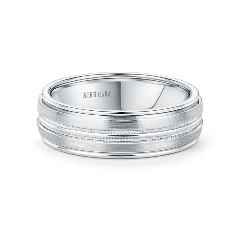 White Classic Satin Finish Domed Wedding Band, 7mm sold by Kirk Kara