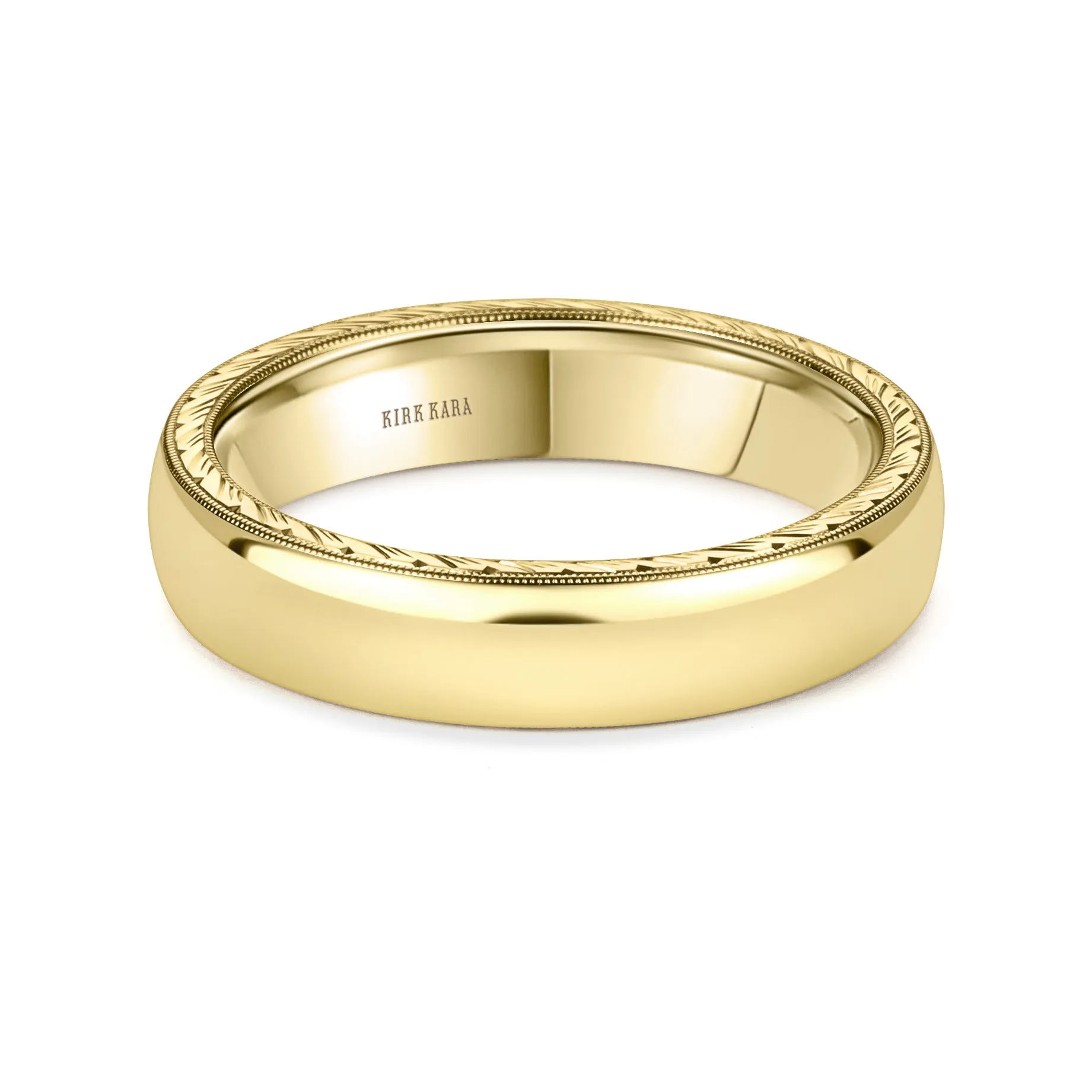 Yellow Wheat Engraved Milgrain Wedding Band, 5mm sold by Kirk Kara