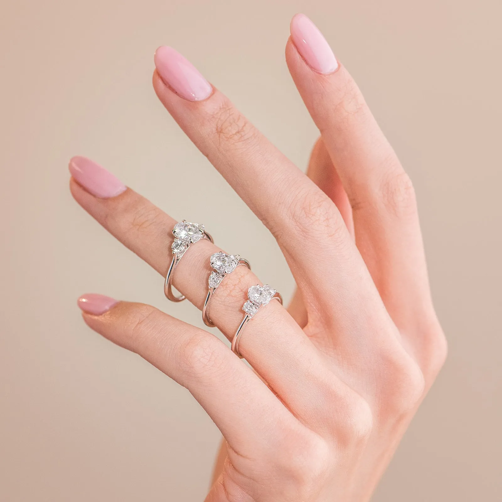 Yellow Three Stone Round Side Stone Ring with 1ct Oval Certified Lab Diamond Center sold by Kirk Kara product image thumbnail 2