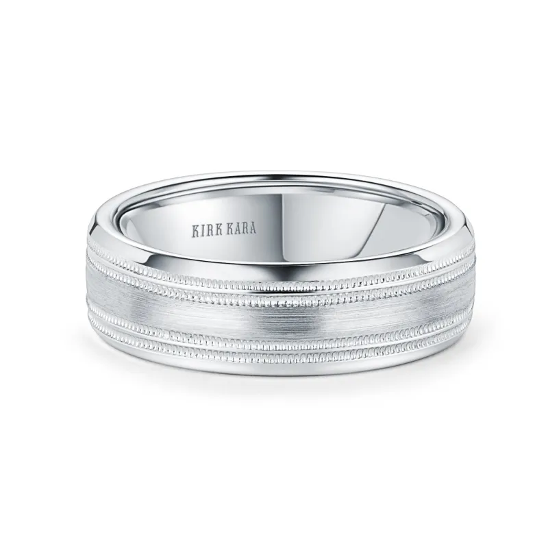 White Double Milgrain Satin Wedding Band, 7mm sold by Kirk Kara