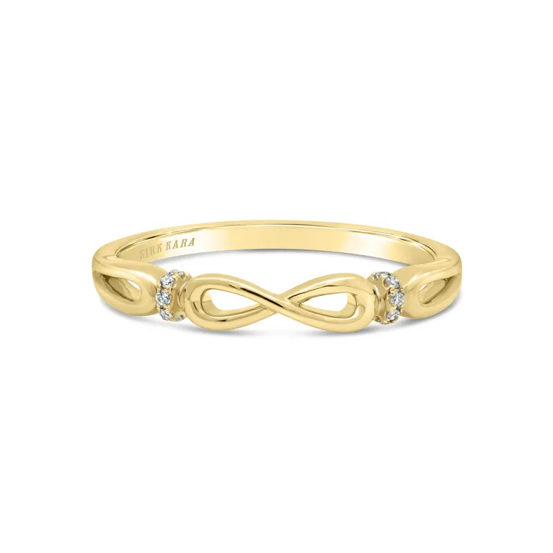 Yellow High Polish Bow Diamond Accent Wedding Band sold by Kirk Kara
