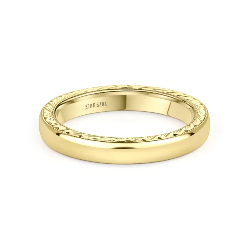 Thin Wheat Engraved Milgrain Wedding Band made by Kirk Kara