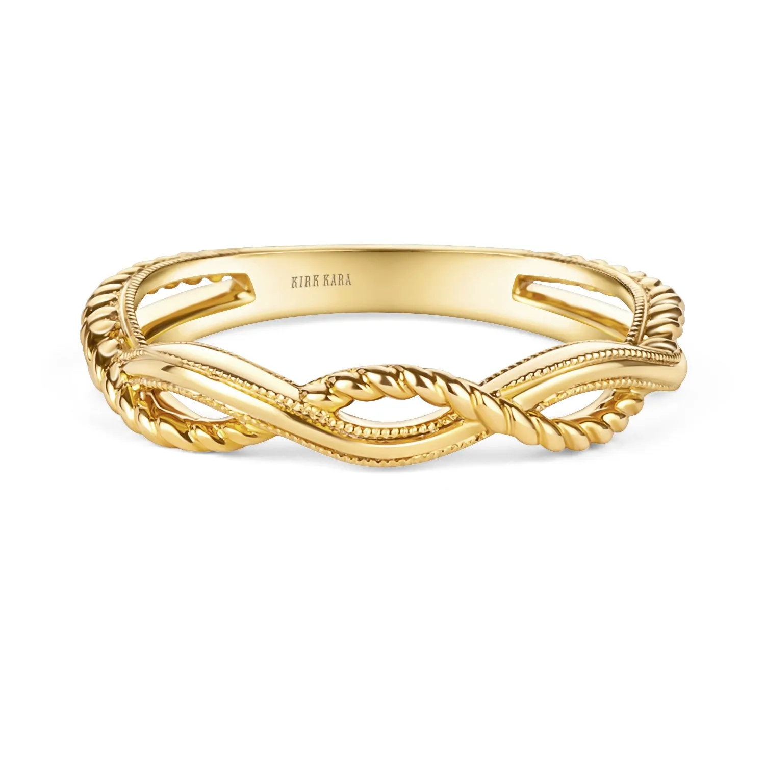 Rope Twist Milgrain Wedding Band sold by Kirk Kara product image thumbnail 5