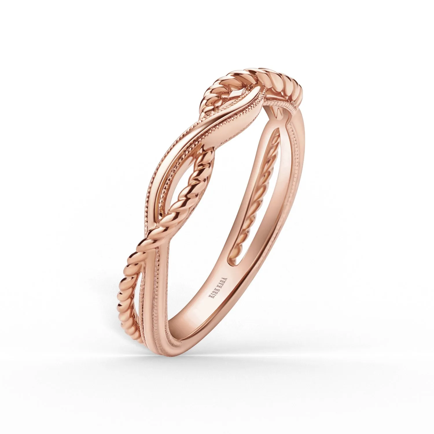 Rope Twist Milgrain Wedding Band sold by Kirk Kara product image thumbnail 4