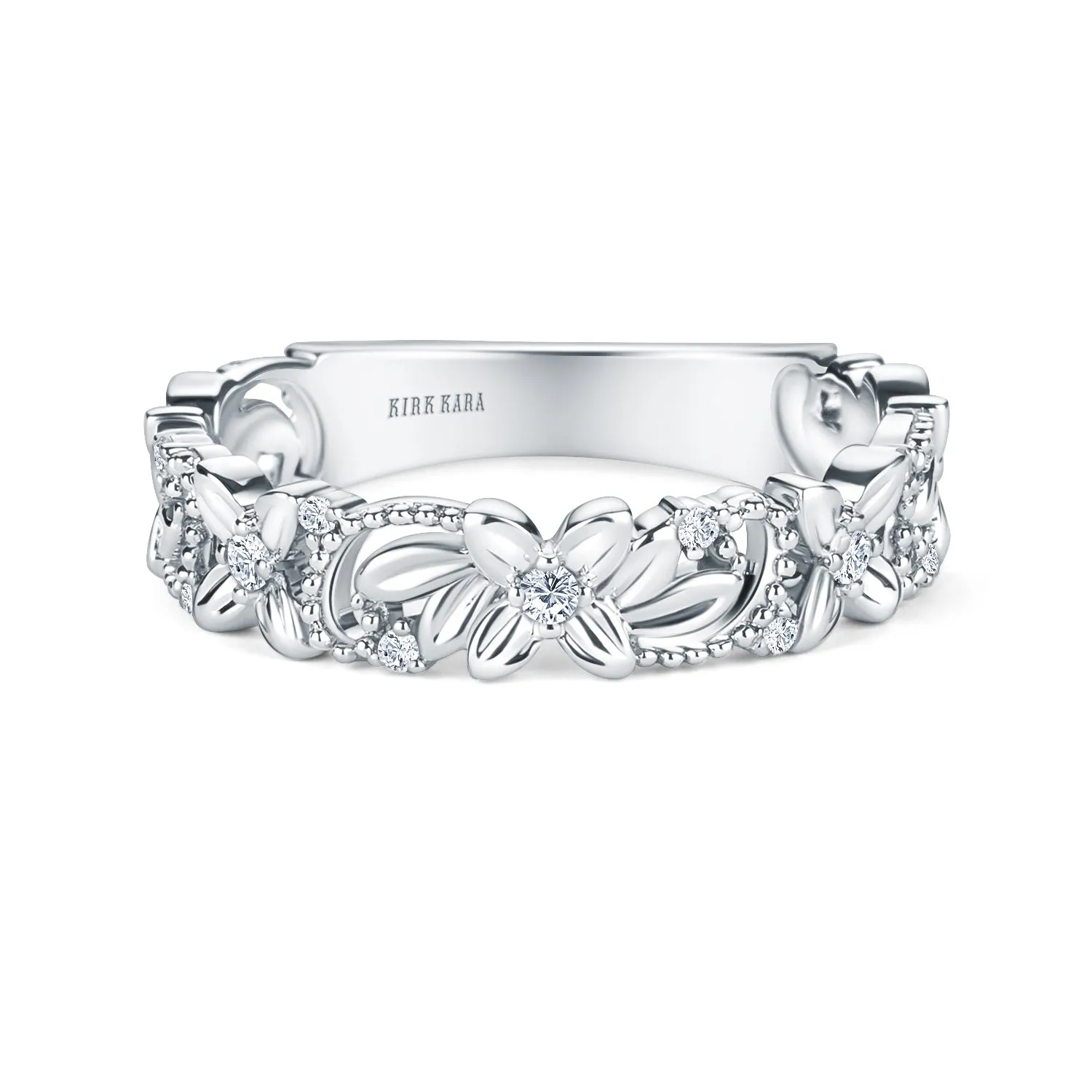 Floral Diamond Milgrain Wedding Band sold by Kirk Kara